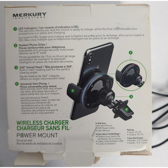 Merkury Wireless Charger For Car Air Vent - Picture 3 of 8